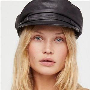 Free People Black Leather Cap